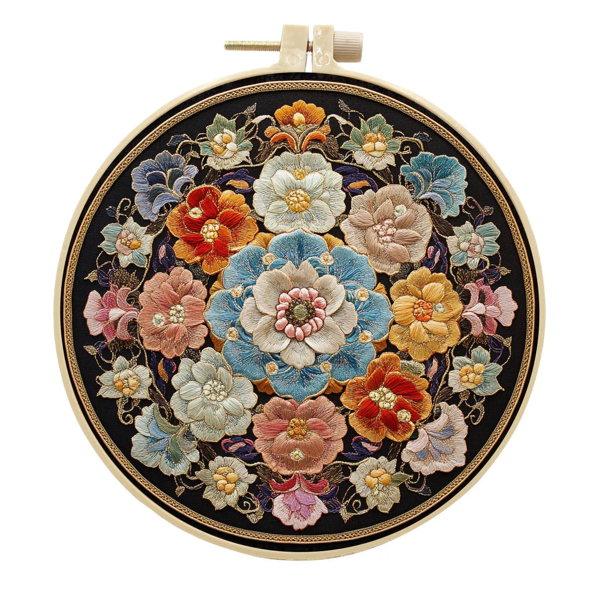 Borduurpakket Bloemenlandschap – Compleet Starterset zonder/met borduurring - 15cm
