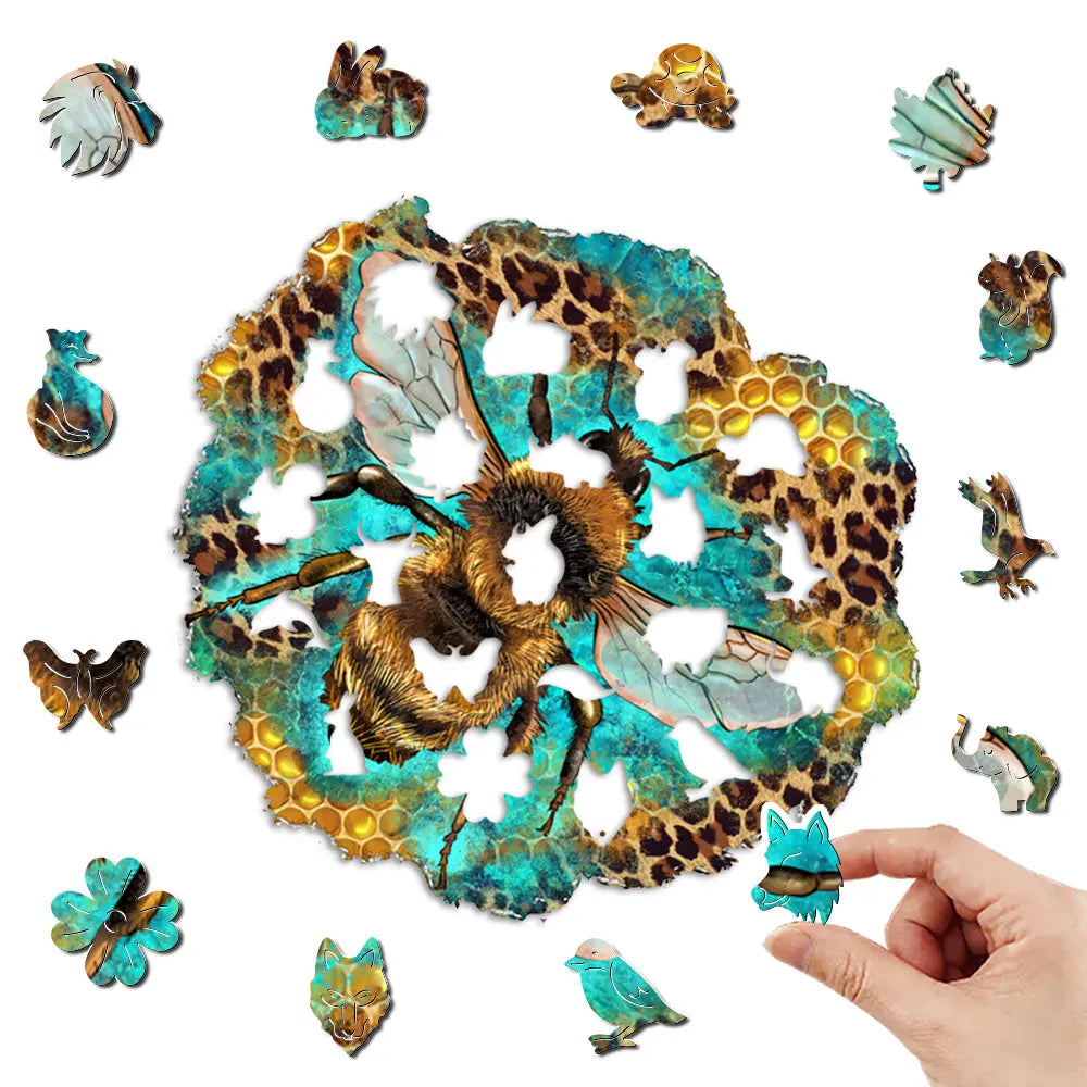 Houten figuren puzzel bijen design – uitdagend spel voor volwassenen en kinderen