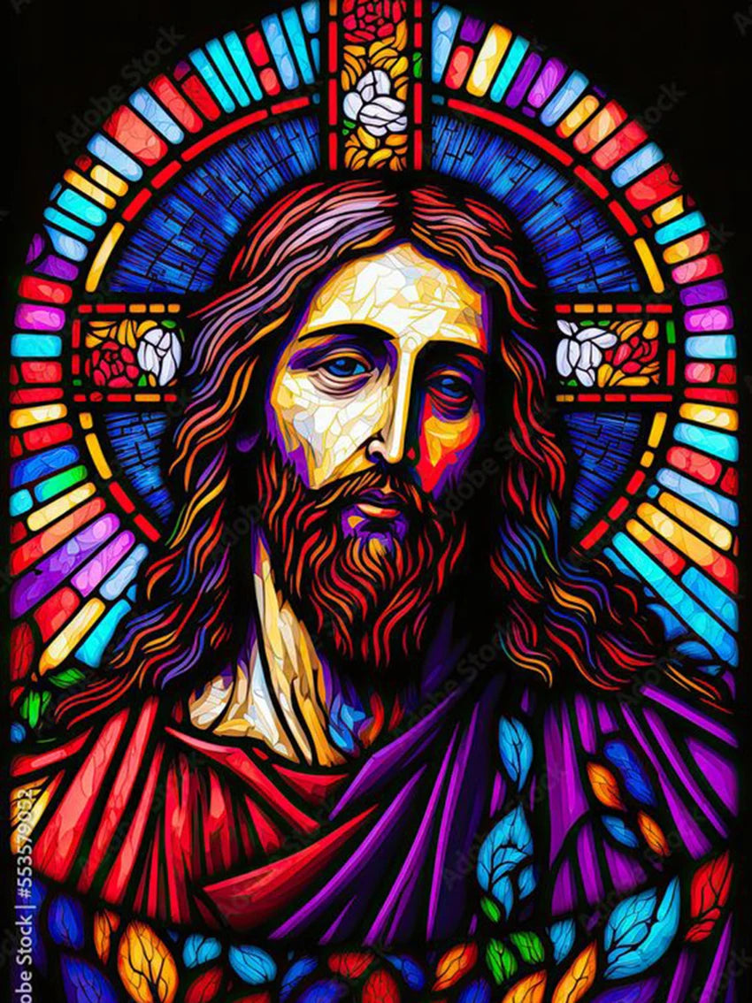 AB Diamond Painting op canvas – Religieus Thema – Jezus – Volledige bedekking – Keuze uit ronde of vierkante AB/Fairydust steentjes