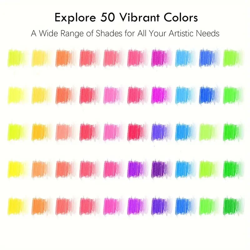 Kleurpotloden set 50 stuks – Neon & Fluorescerende kleuren