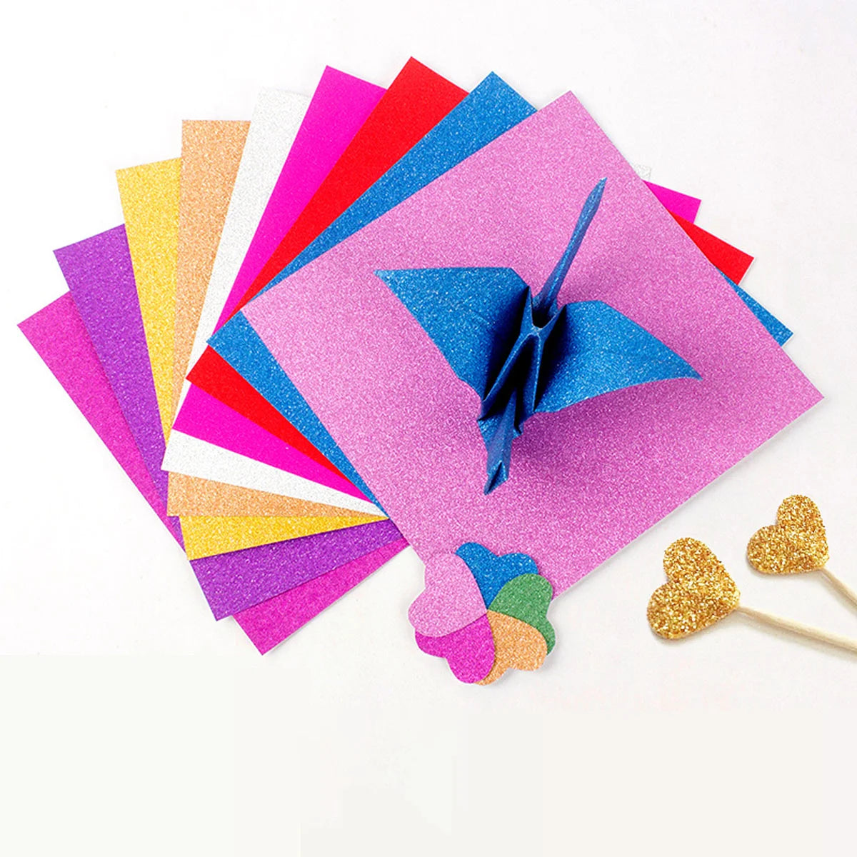 100x Gekleurd Glitter Karton – Knutselpapier voor Creatieve Projecten