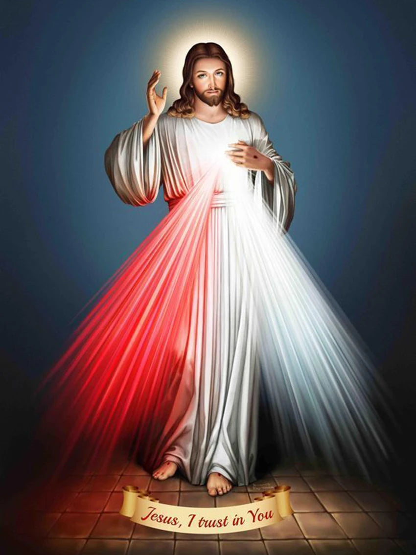 AB Diamond Painting op canvas – Religieus Thema – Jezus – Volledige bedekking – Keuze uit ronde of vierkante AB/Fairydust steentjes
