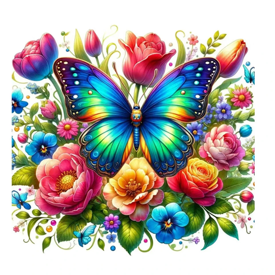 AB Diamond Painting op canvas - Kleurrijke Bloem, Vlinder, Konijn, Kat en Abstract Landschap