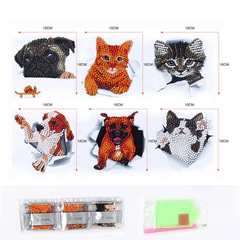 Diamond Painting Sticker set Hond & Kat – Inclusief Schudbakje en Steentjes
