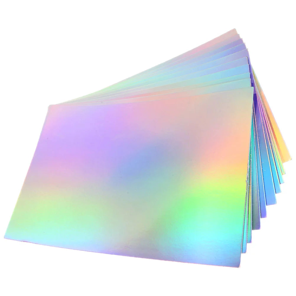 10 Vellen Metallic Regenboog Karton – Holografisch Knutselpapier