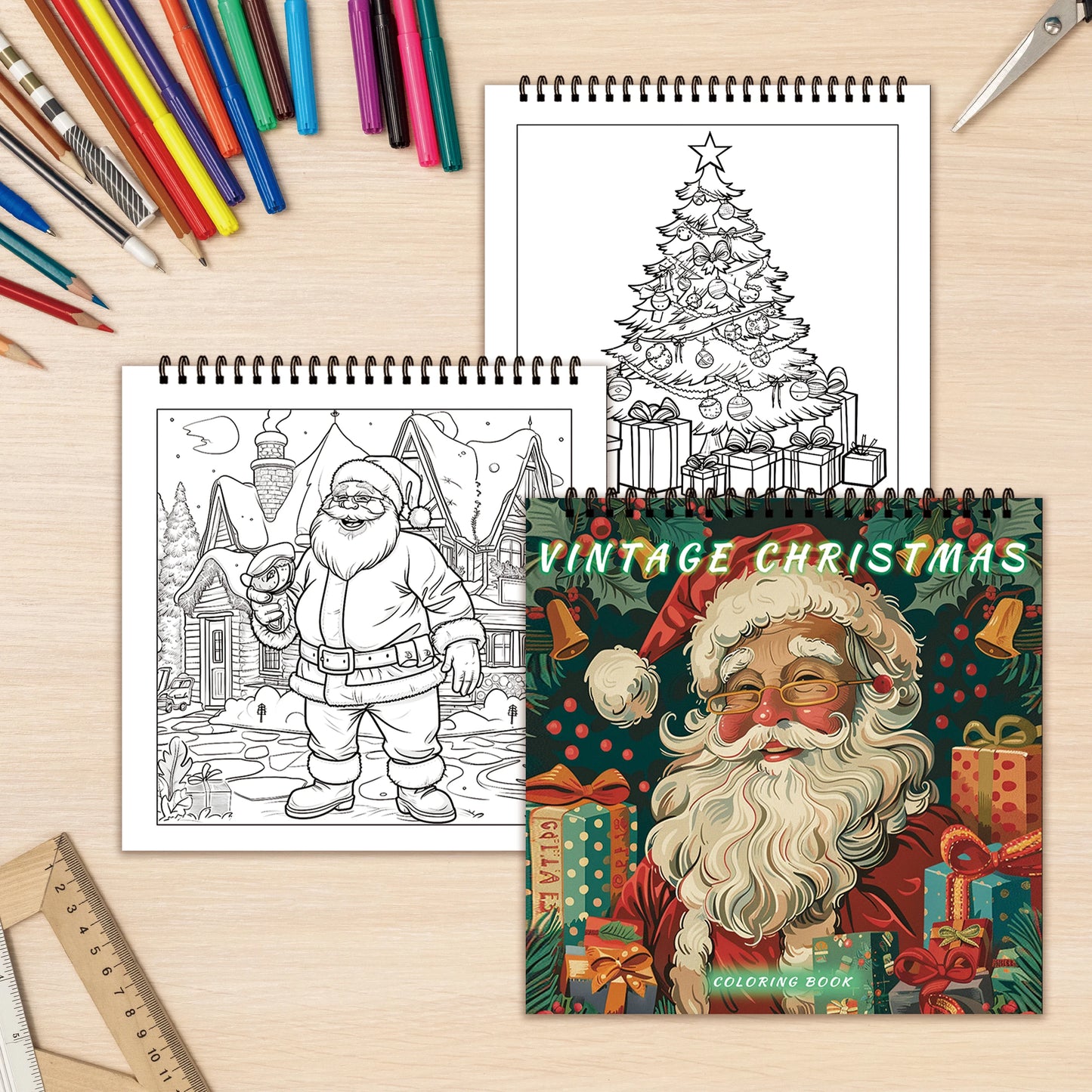 Kleurboek voor volwassenen – Vintage kerstdesigns, 30 vellen