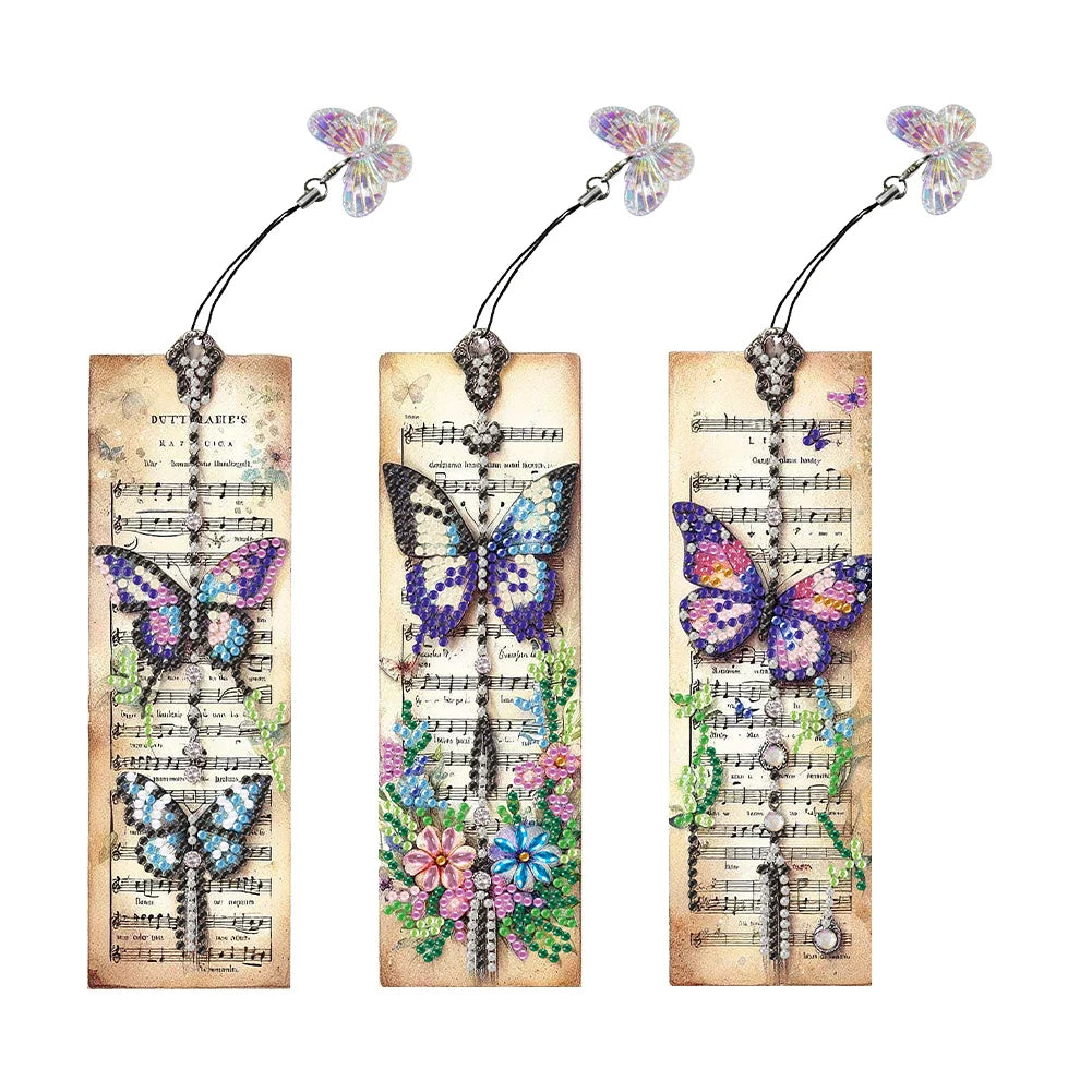 Diamond Painting Boekenlegger Vlinder Bladmuziek Set voor Creatieve Leesliefhebbers
