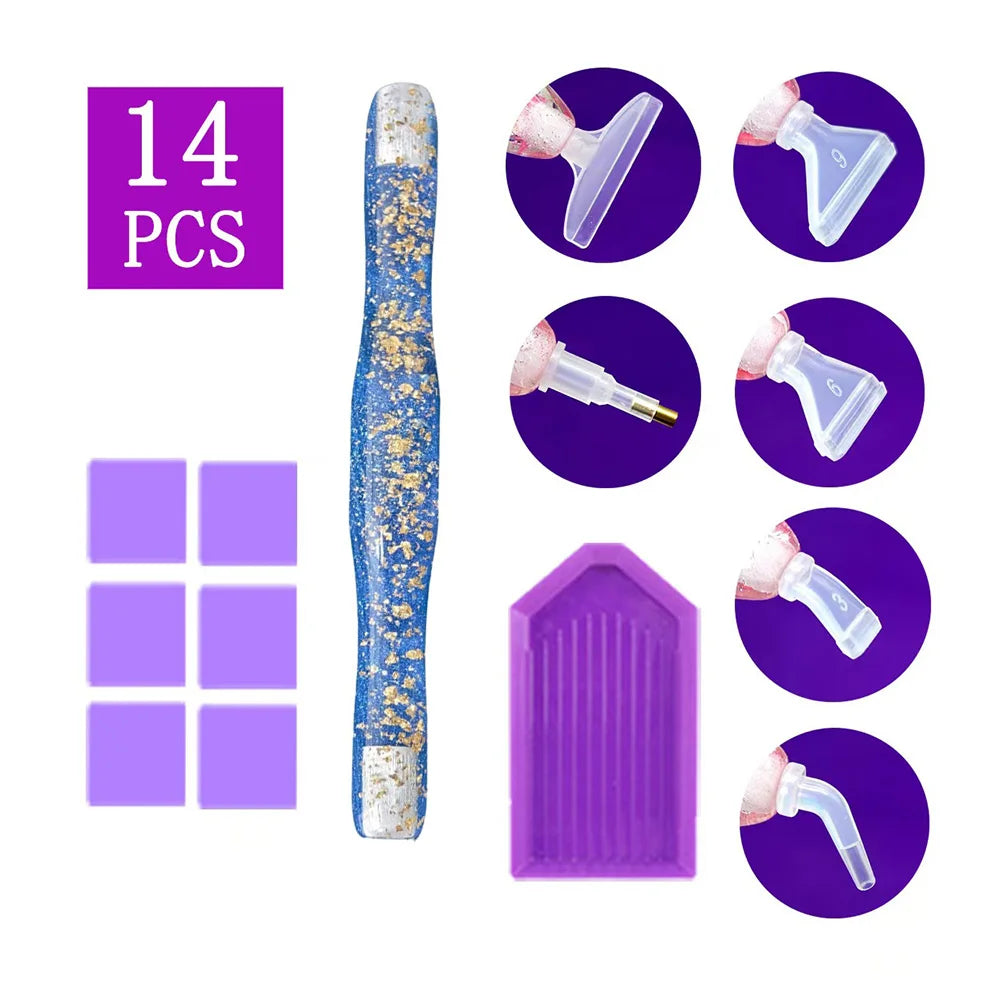 Diamond Painting Toolset met Resin Pen, Steentjesbakjes en Wax Accessoires