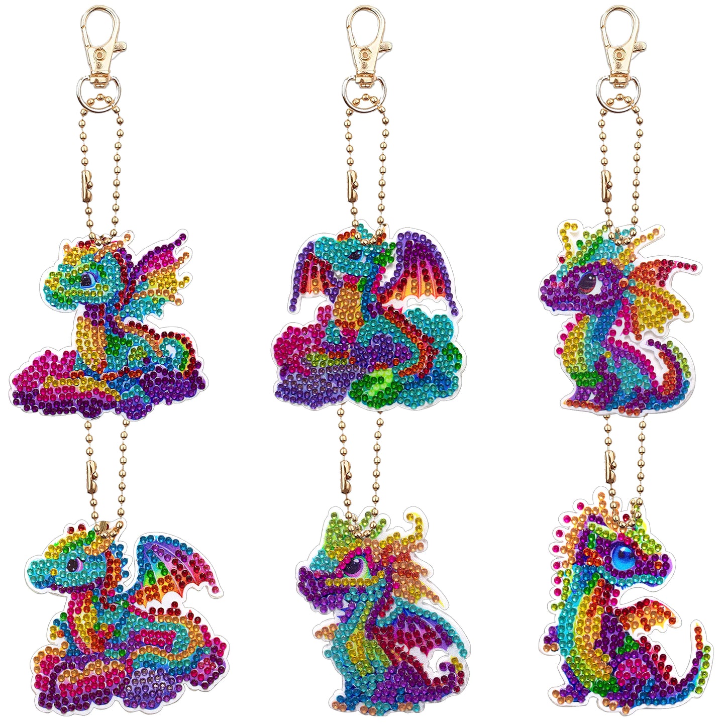 Diamond Painting Sleutelhanger set - Kabouters - Dubbelzijdig - 6 stuks