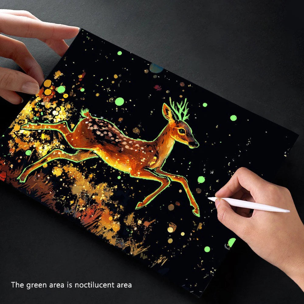 Krastekening Set A5 - Glow in the dark Kastelen & Dieren