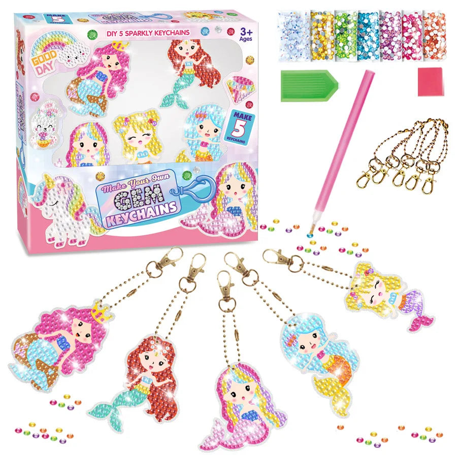 Diamond Painting Sleutelhanger set - Zeemeermin en Eenhoorn - voor kinderen