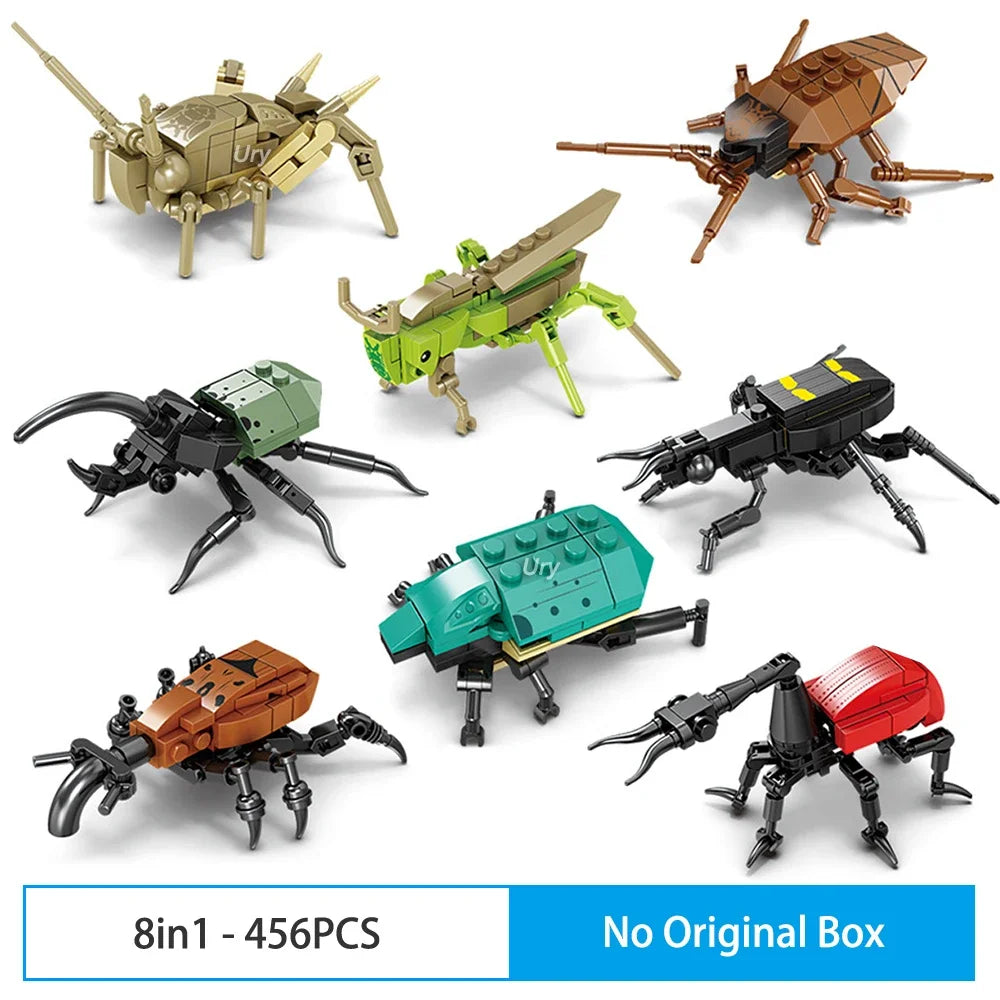 Bouwpakket Insectenmodel Bij, Vlinder, Krekel & Sprinkhaan – Creatief Blokkenplezier