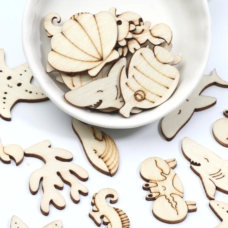 Houten figuur om zelf te kleuren/schilderen – Zee dieren set 20 stuks