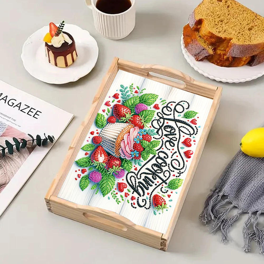 Diamond Painting Dienblad met Handvat - Houten Decoratief Dienblad met Kleurrijke Patronen - Voor Ontbijt, Snacks en Decoratie
