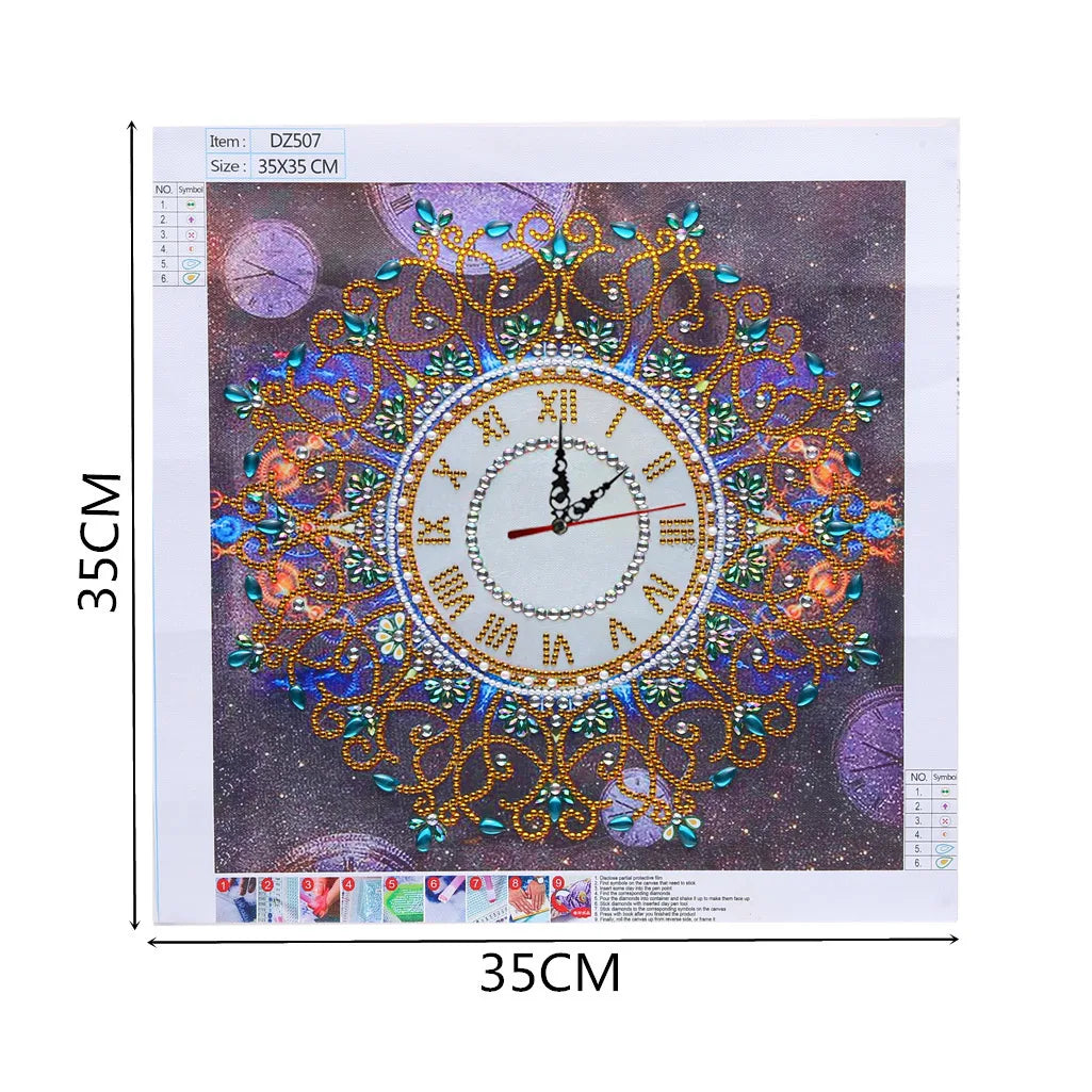 Diamond Painting Klok Mandala Rond Canvas met Steentjes