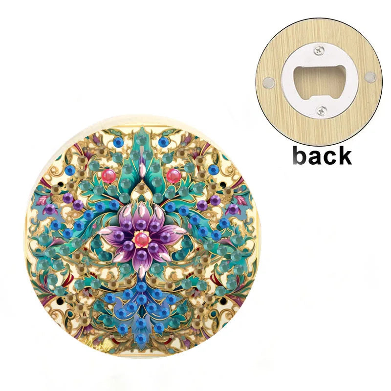 Diamond Painting Flesopener Houten Rond Bieropener Decoratief