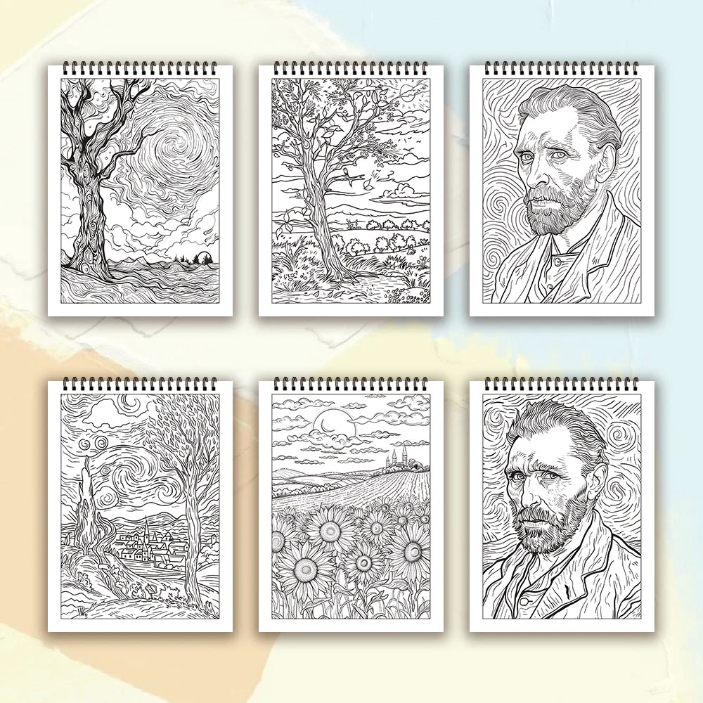 Kleurboek voor volwassenen – Vincent van Gogh inspiratie, 30 stevige pagina's