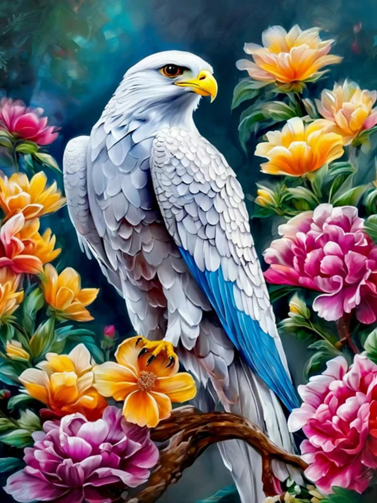 AB Diamond Painting op canvas Uil, Kolibrie en Bloemen - Volledige bedekking steentjes