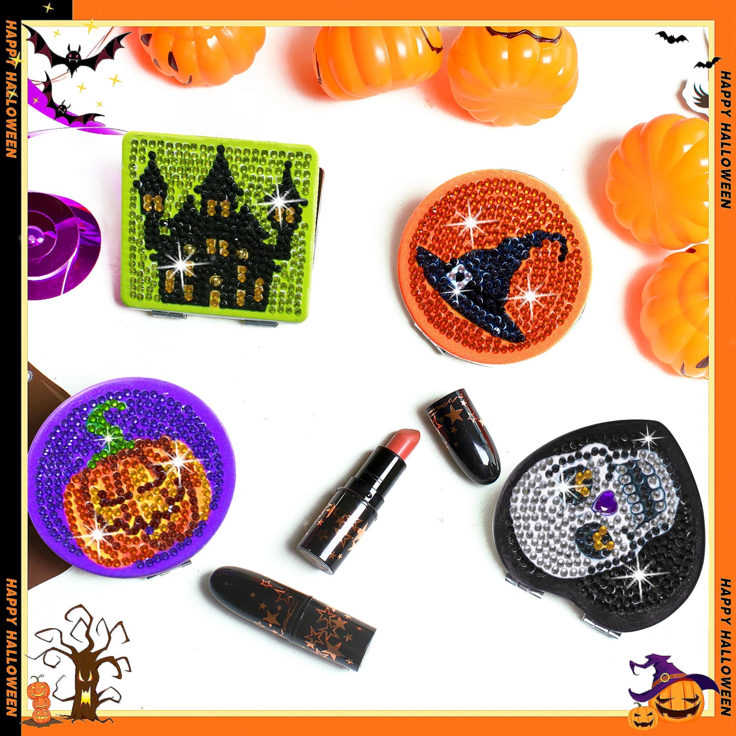 Diamond Painting Make-up spiegel Halloween Compact - 4 Stijlen, Opvouwbaar en Draagbaar