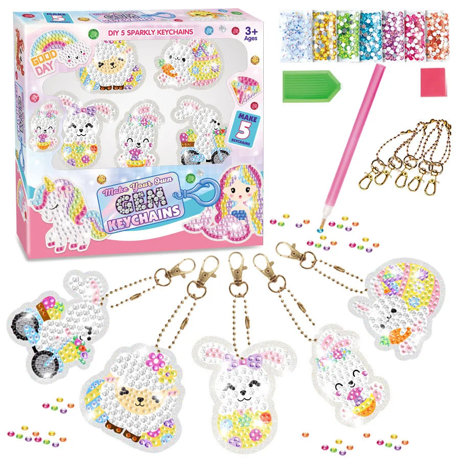 Diamond Painting Sleutelhanger set - Zeemeermin en Eenhoorn - voor kinderen