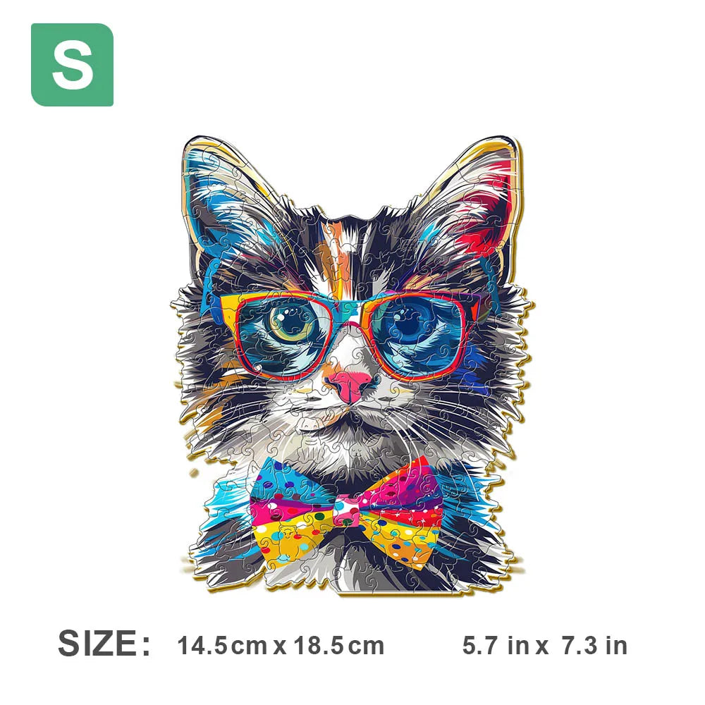 Houten figuren puzzel kat cadeau unieke vorm voor volwassenen en familie