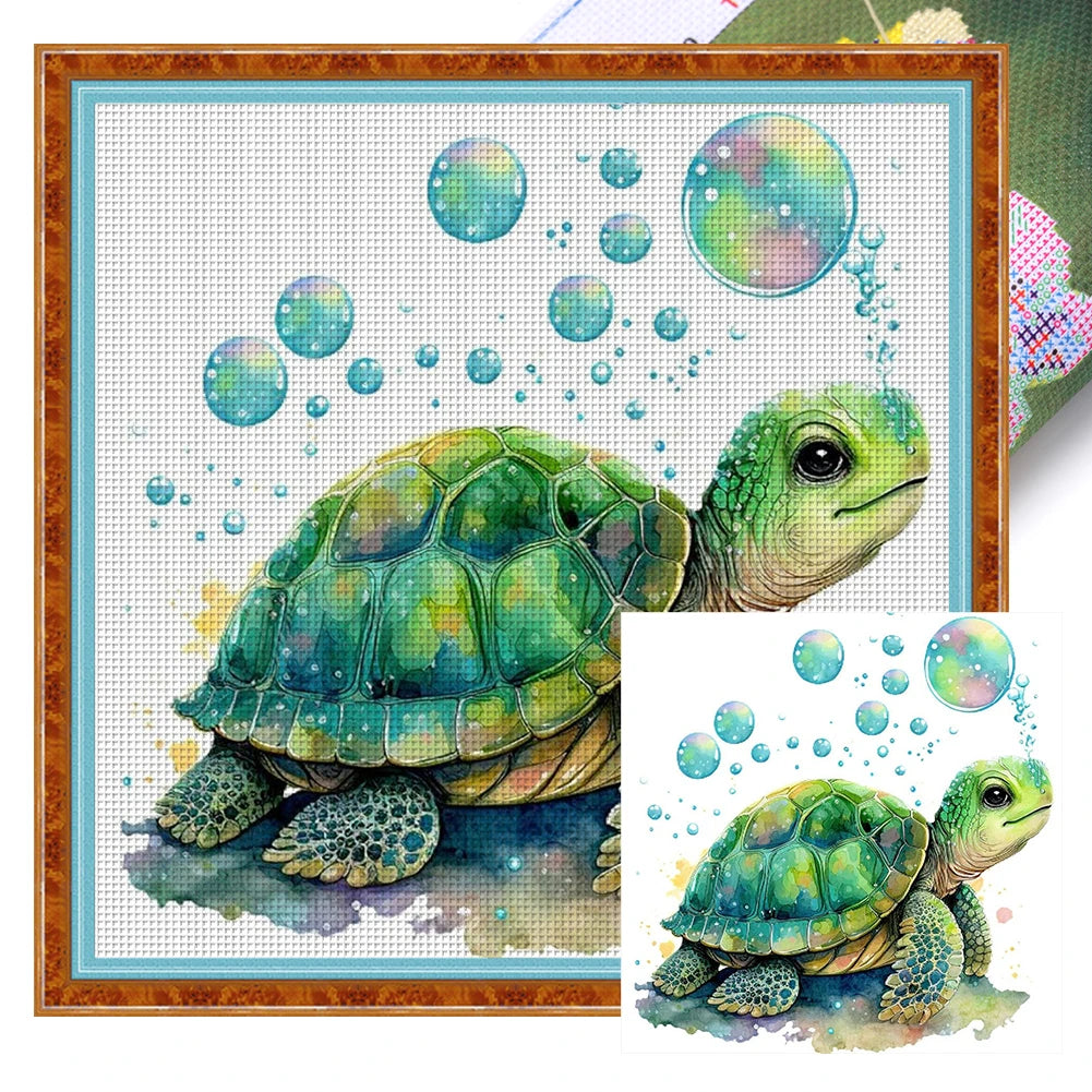 Borduurpakket dieren serie 20x20 cm met voorgedrukte canvas en katoendraad