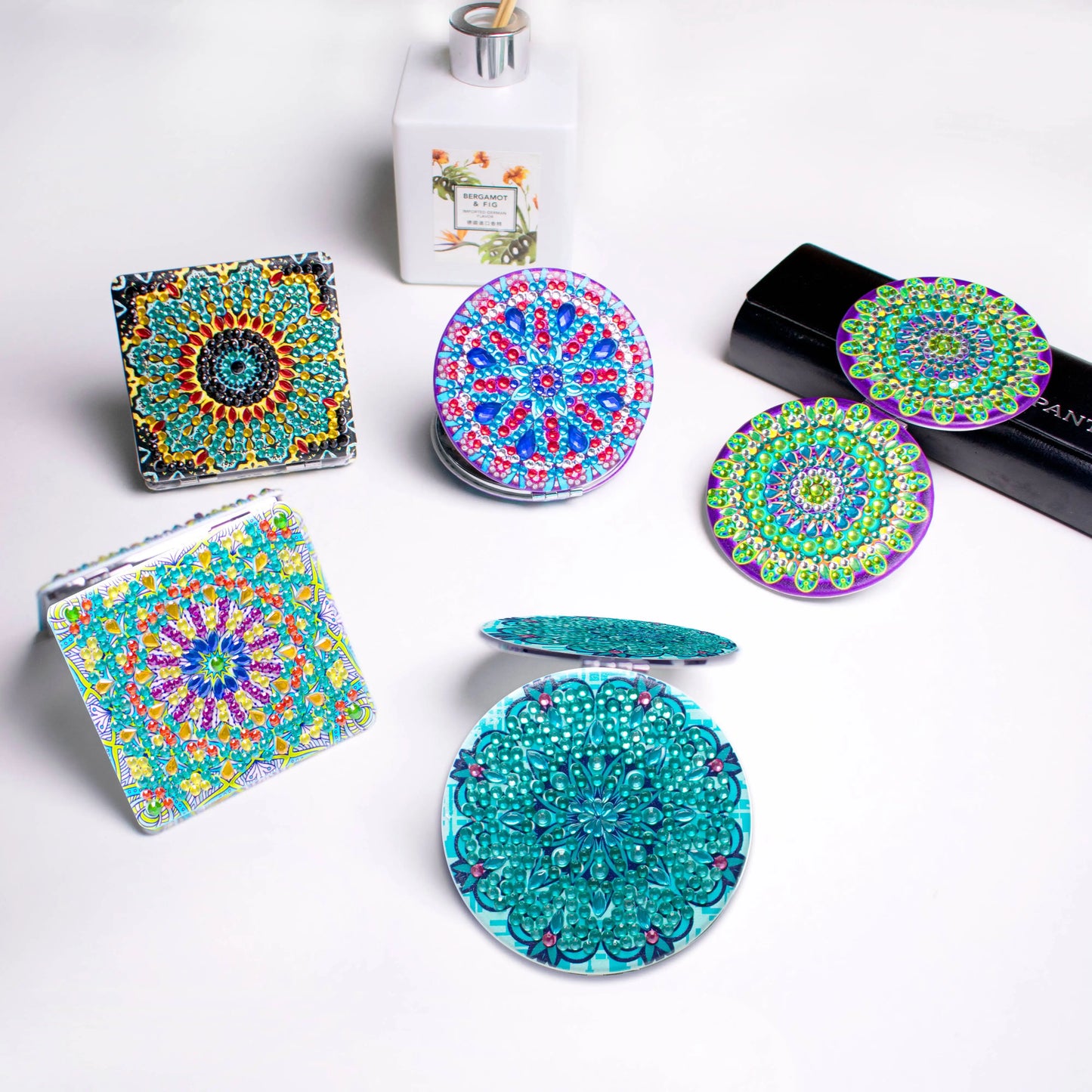 Diamond Painting Make-up spiegel Mandala Bloemen - Dubbelzijdig