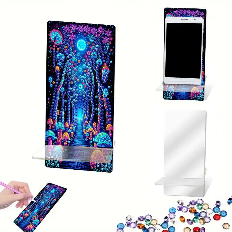 Diamond Painting Telefoon standaard met paddenstoel en ogen design