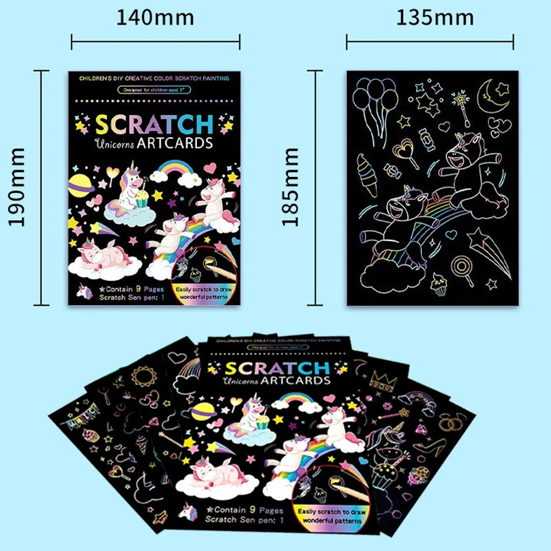 Krastekeningen Ruimte & Dieren – Creatieve Set voor Kinderen (9 stuks)