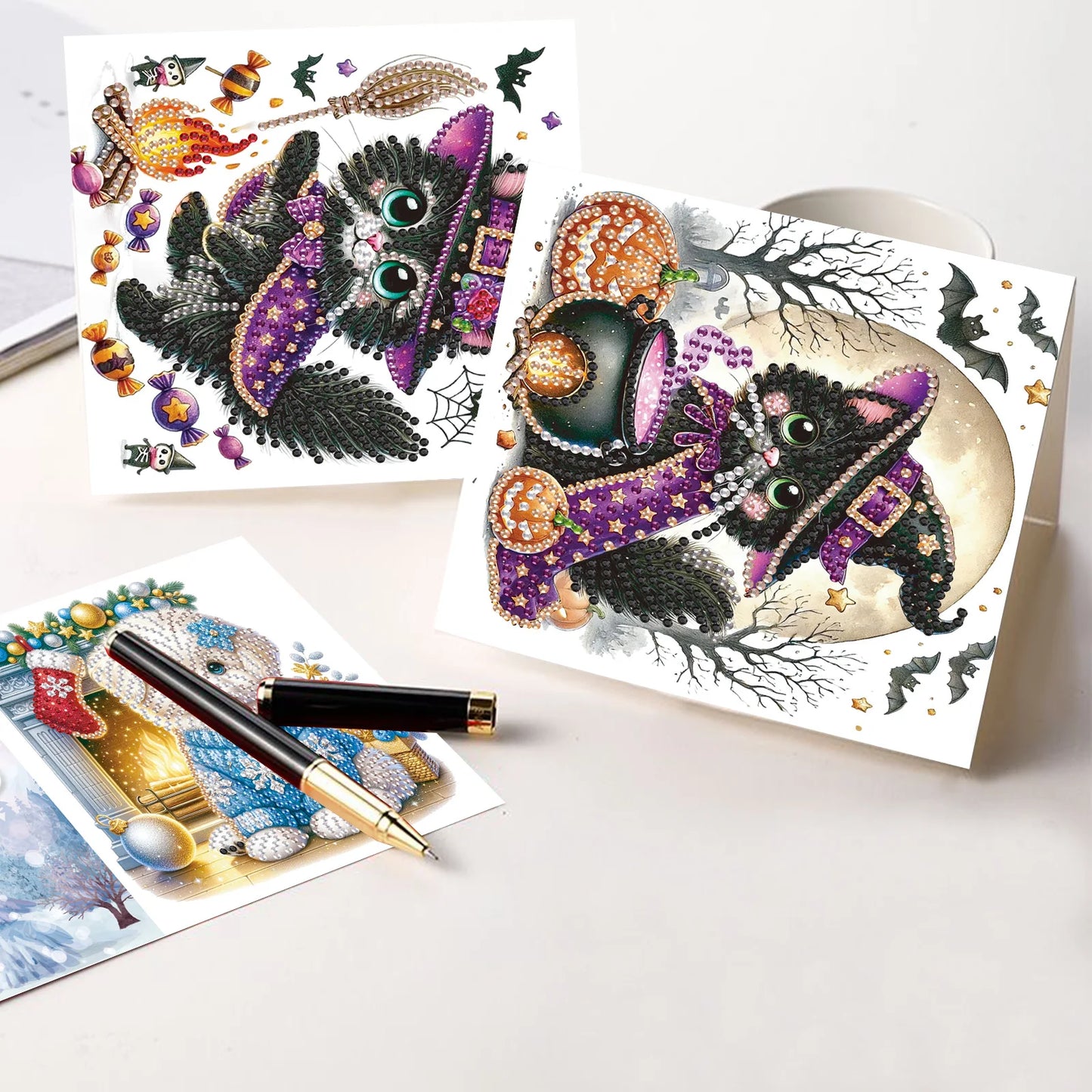 Diamond Painting Wenskaarten set - Katten en Honden (8 stuks)