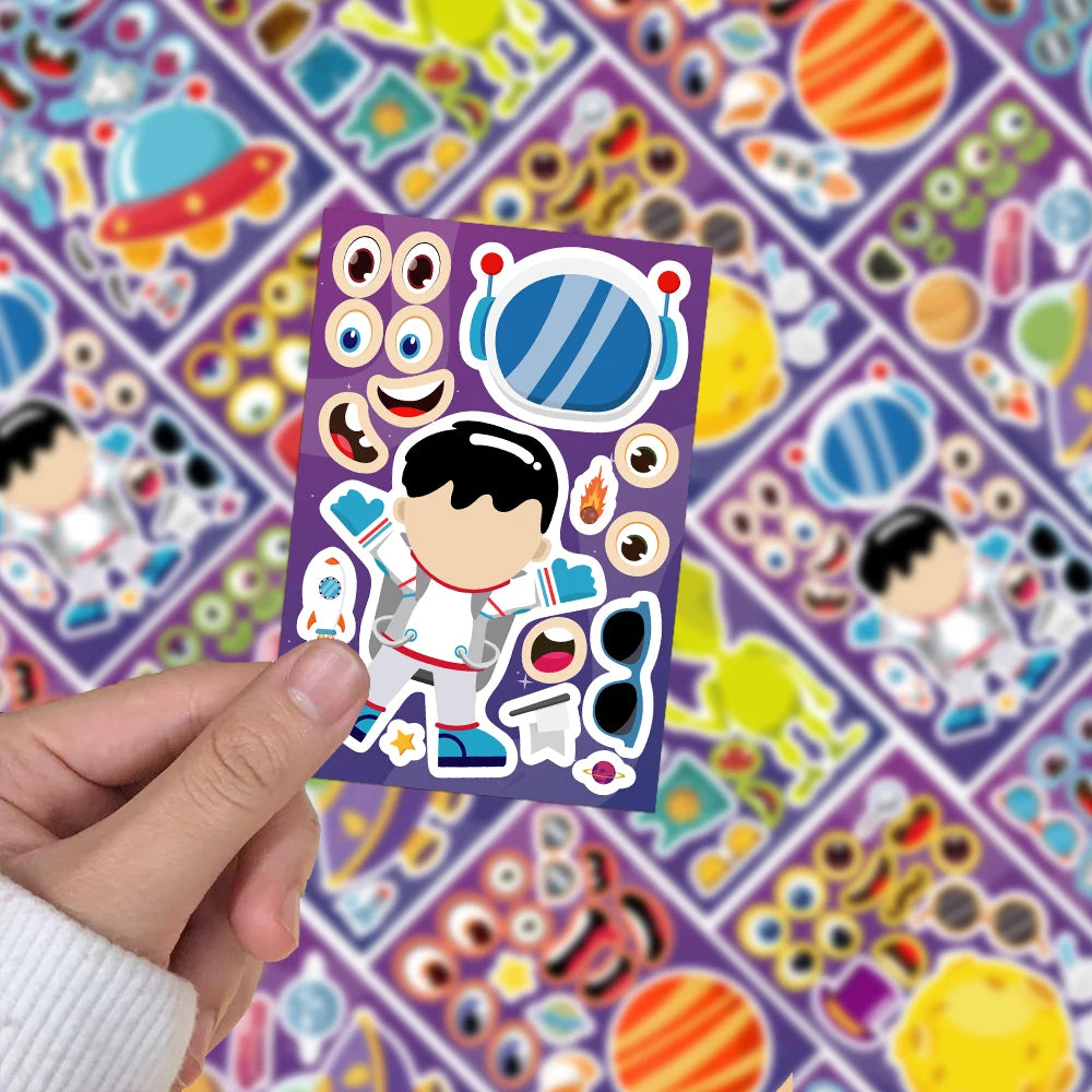 Sticker pret – Schattige ruimte stickers met planeten & astronauten (8 stuks)