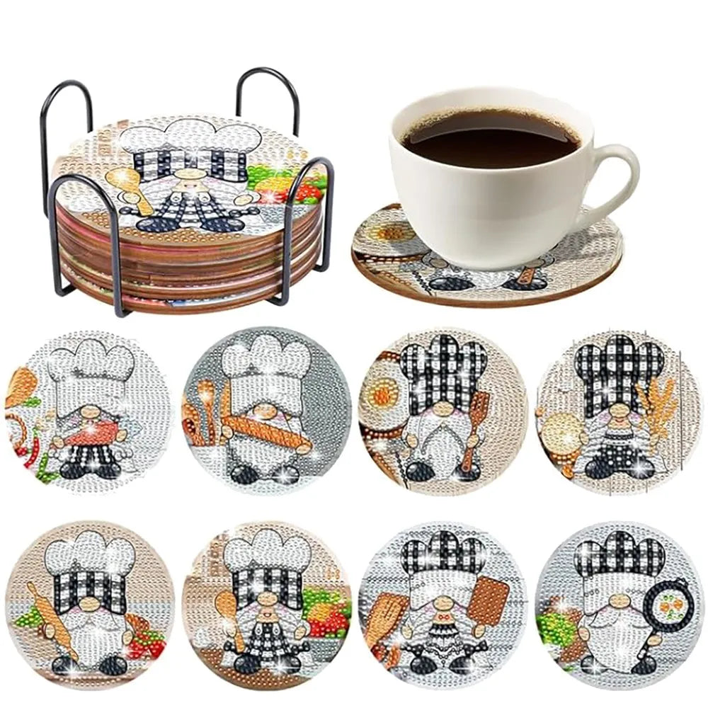 Diamond Painting Onderzetters Bloemen – Set van 8 met Houder