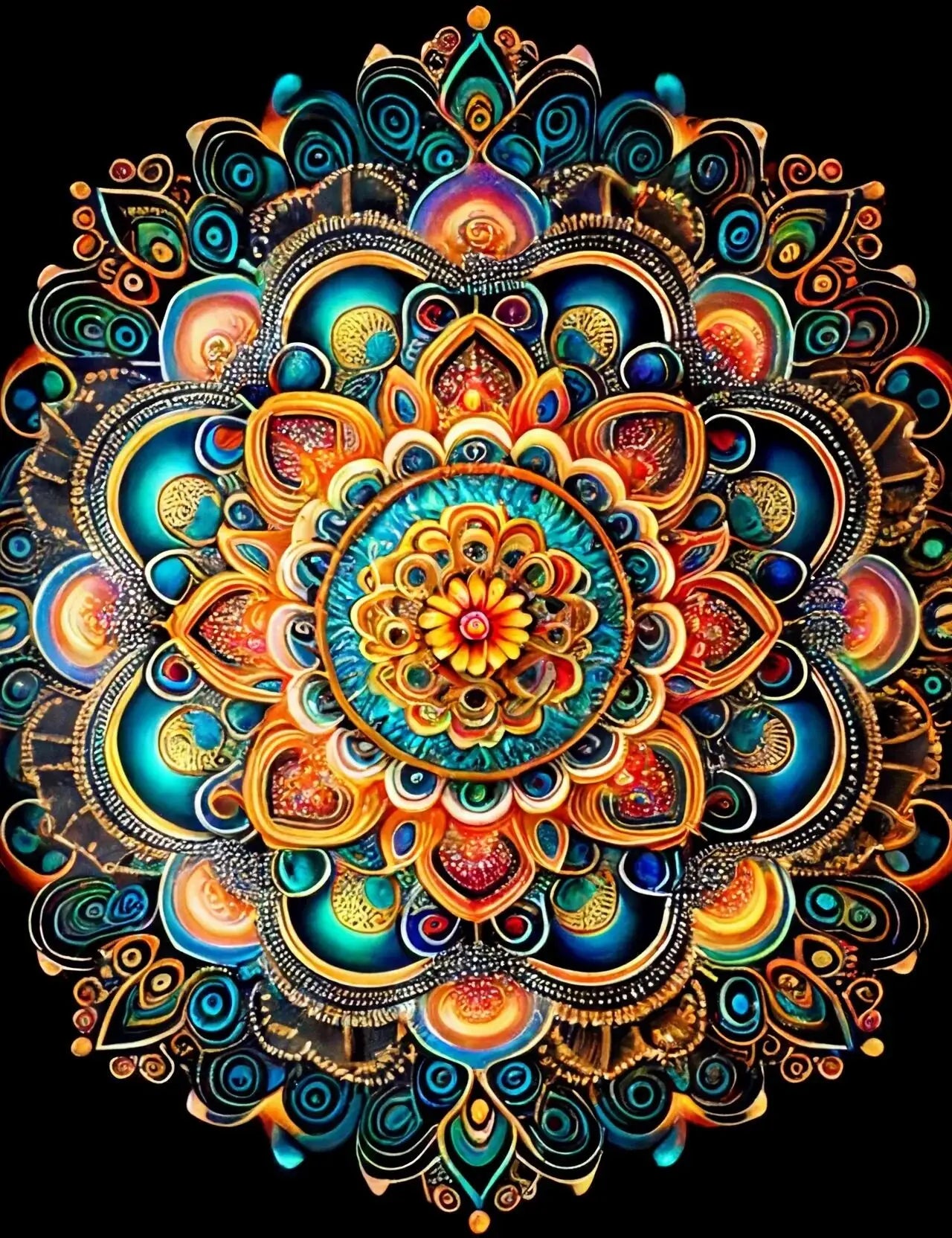 AB Diamond Painting op canvas - Mandala met AB en Fairy Dust steentjes