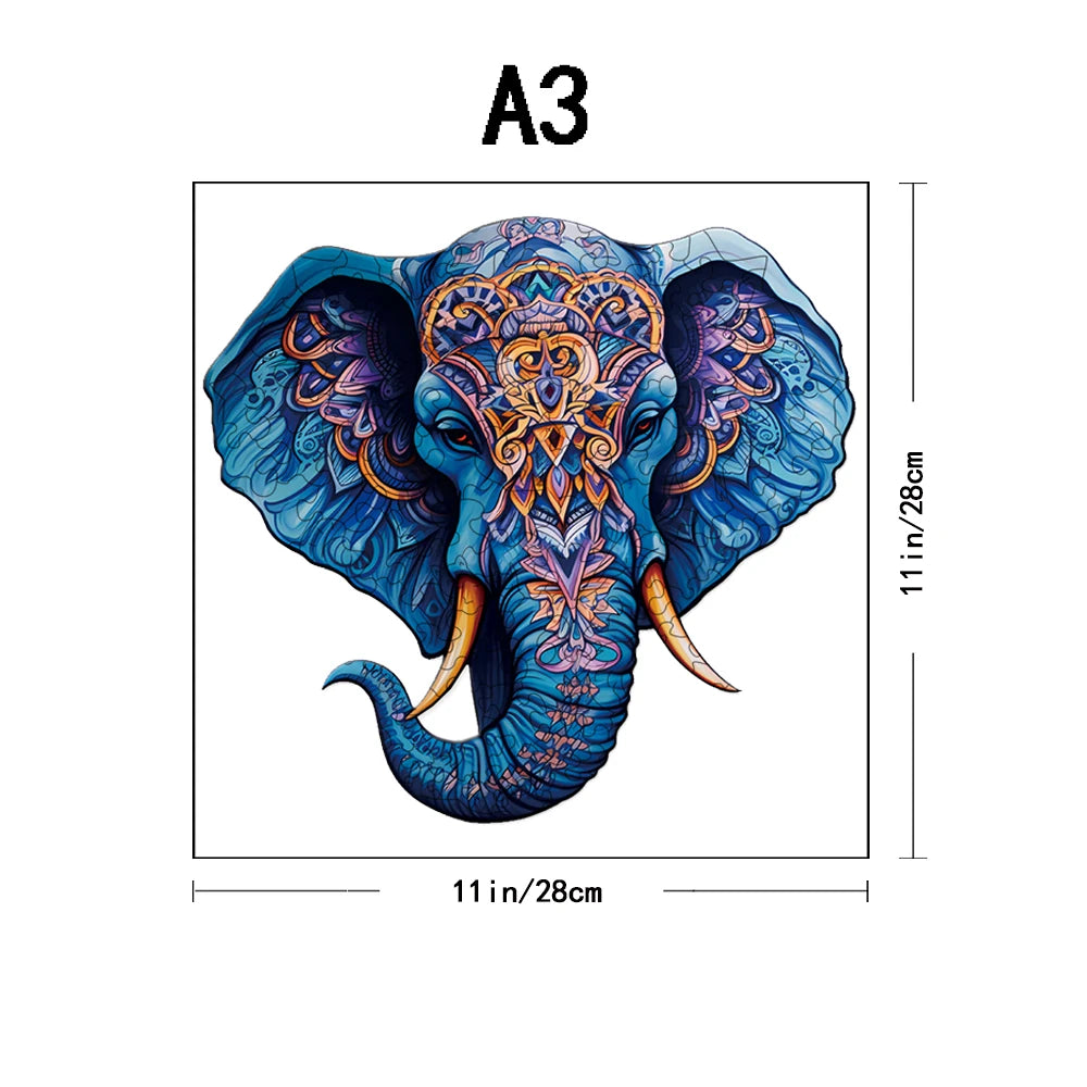 Houten figuren puzzel - Olifant met creatieve vormen