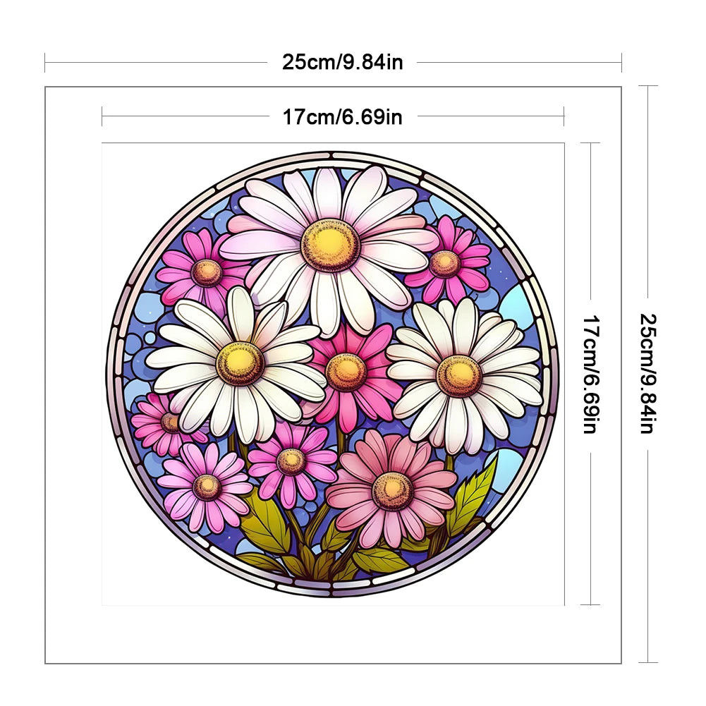Borduurpakket Glas in lood design Bloem Patroon met Gedrukte Canvas en Eco-katoen