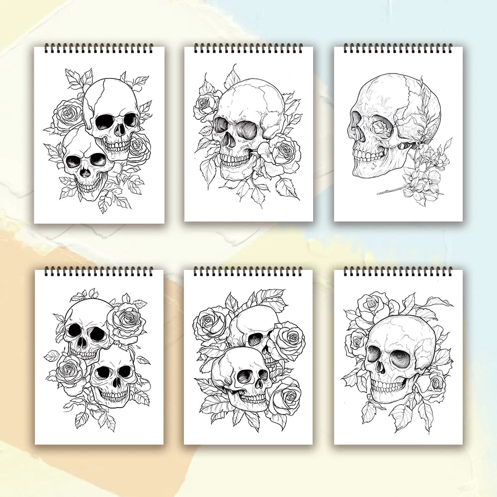Kleurboek voor volwassenen – Rose Skull & Grote Oogmonsters
