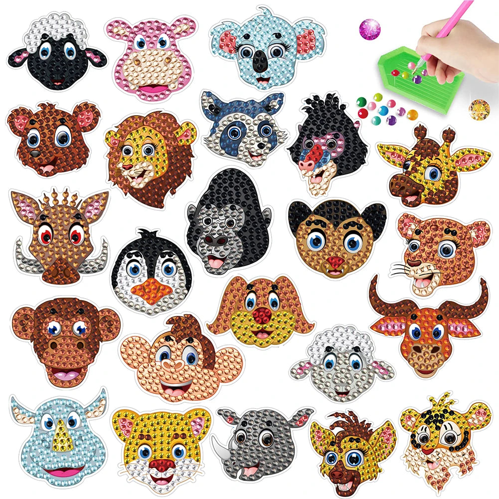 Diamond Painting Sticker set – 2 Vellen met Dieren Ontwerpen