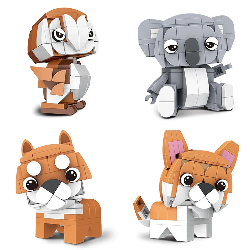 Bouwpakket Mini Dieren Blokjes – Hond, Tijger, Konijn, Pinguïn & Meer