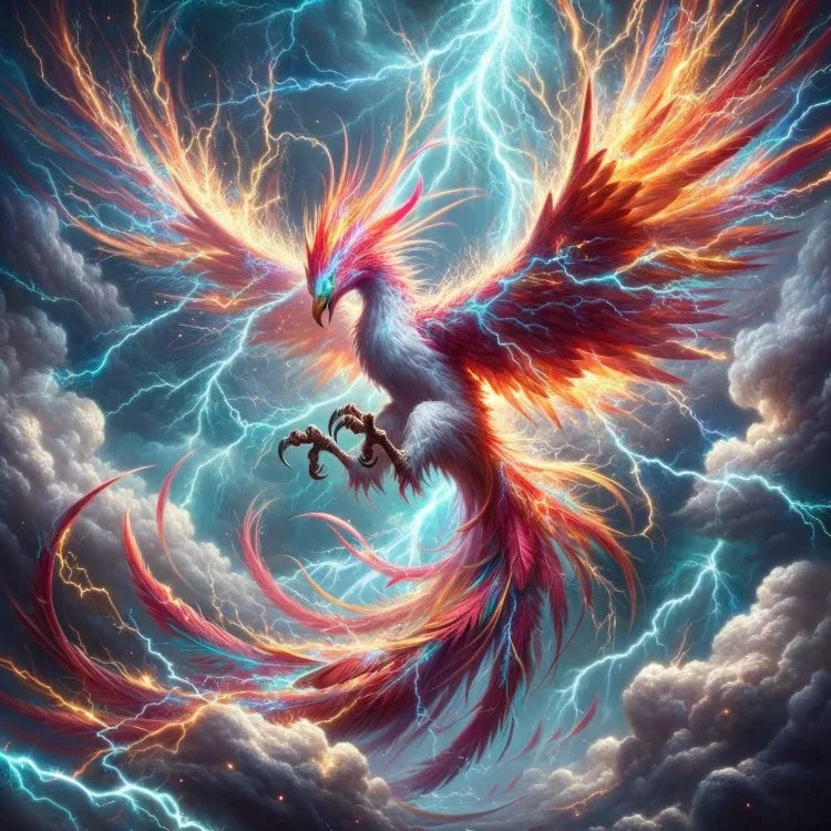 AB Diamond Painting op canvas Fantasy Dieren – Kleurrijke Phoenix, Draak en Leeuw