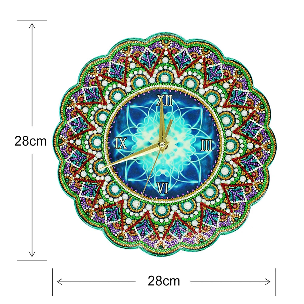 Diamond Painting Klok Mandala – Unieke Wandklok met Kristallen Steentjes