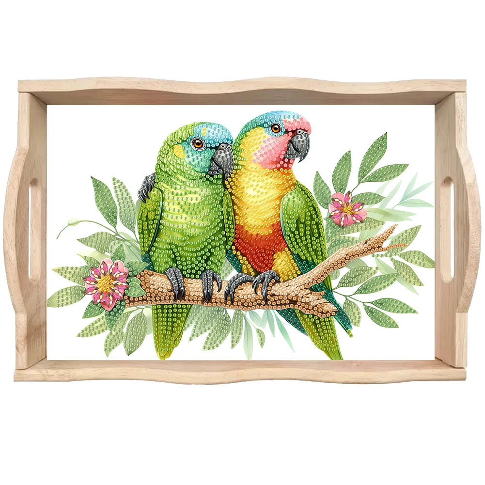 Diamond Painting Dienblad met Handvat - Houten Decoratief Dienblad met Kleurrijke Patronen - Voor Ontbijt, Snacks en Decoratie