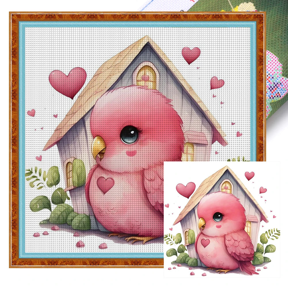 Borduurpakket dieren serie 20x20 cm met voorgedrukte canvas en katoendraad