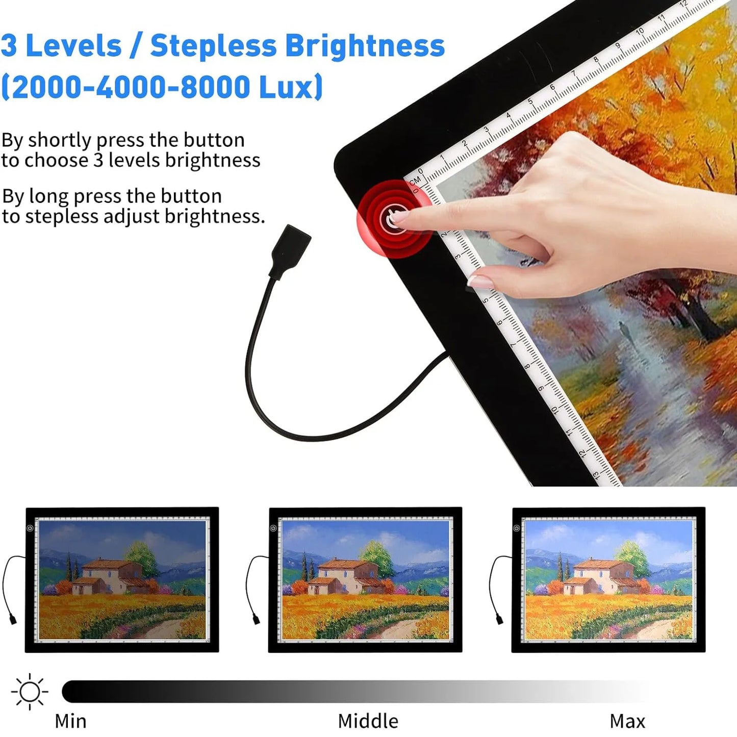 Diamond Painting Lightpad A4 – Draadloze LED Lichtbox met Verstelbare Helderheid + Accessoireset