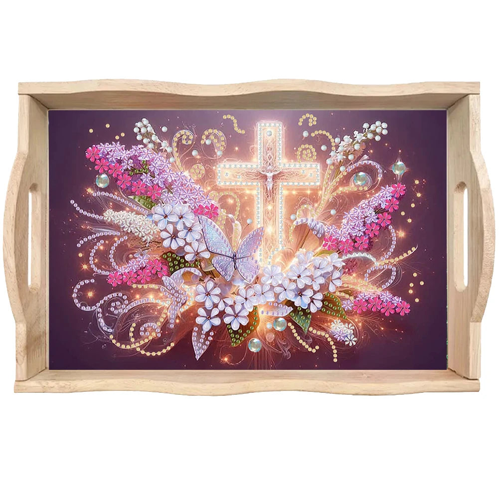 Diamond Painting Dienblad Hout - Kleurrijk Serveerblad voor Eten en Decoratie