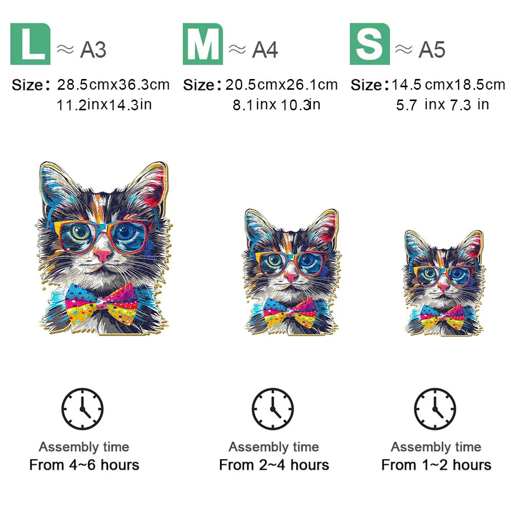 Houten figuren puzzel kat cadeau unieke vorm voor volwassenen en familie