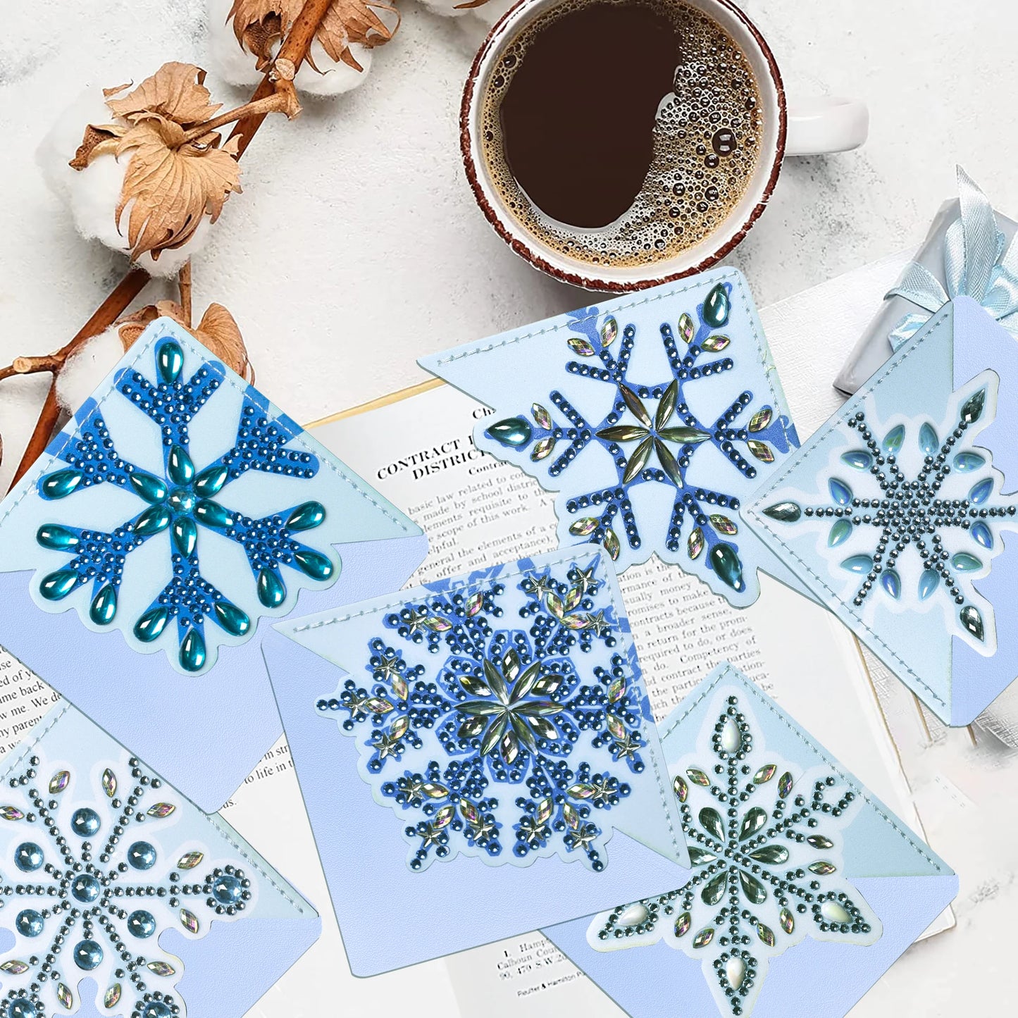 Diamond Painting Boekenlegger Set van 8 - Sneeuwvlokken Thema