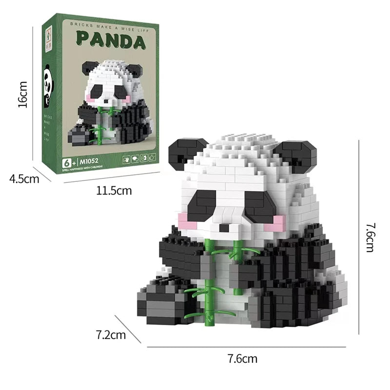 Bouwpakket Panda met Bloemen – Schattige Mini Blokken voor Jong & Oud