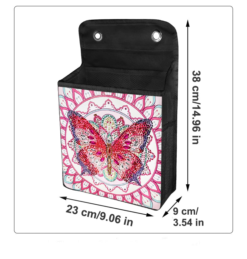 Diamond Painting Opbergzak met Vlinder en Katten – Hangbare Canvas Tas met Steentjes
