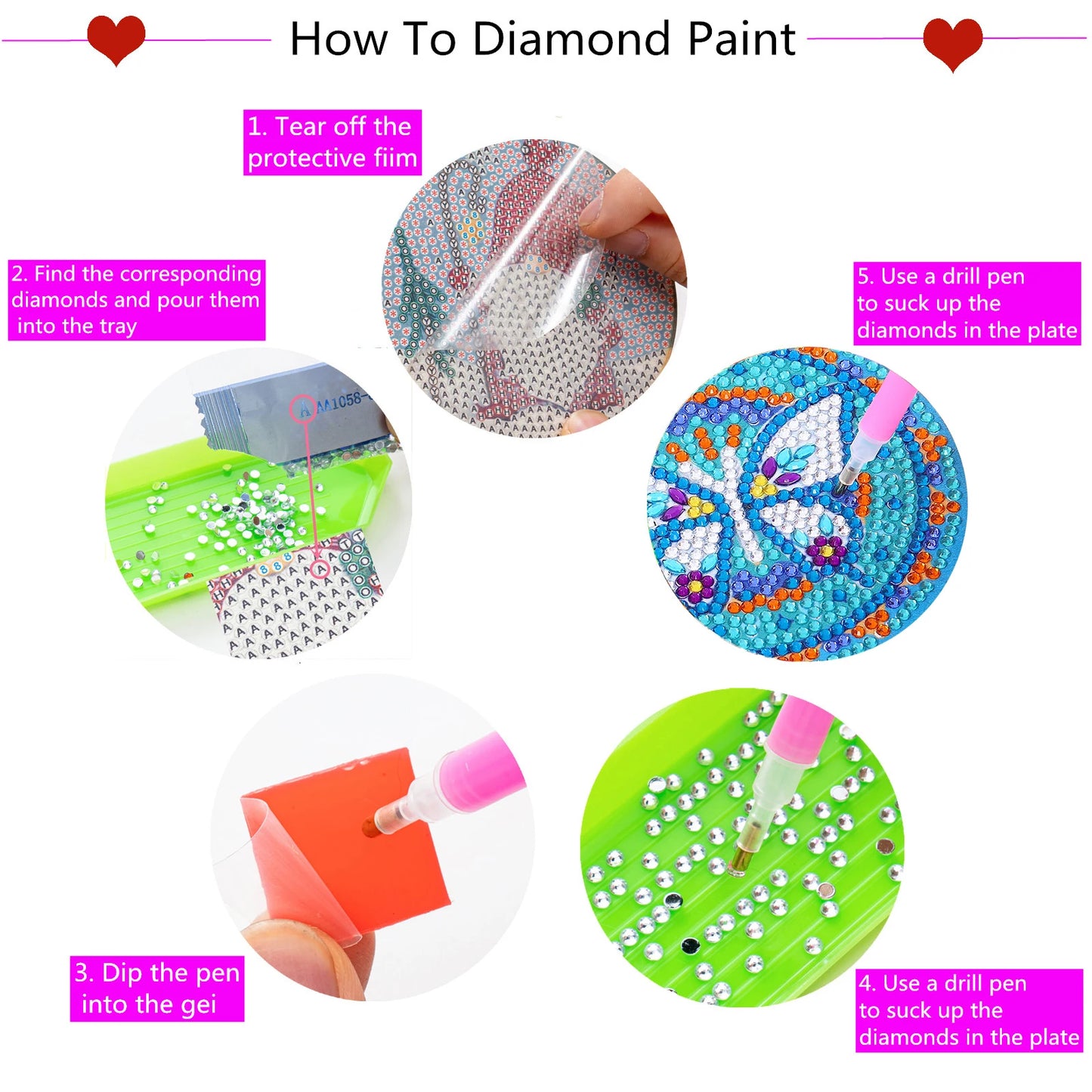 Diamond Painting Onderzetters Koeien, honden of katten met Houder