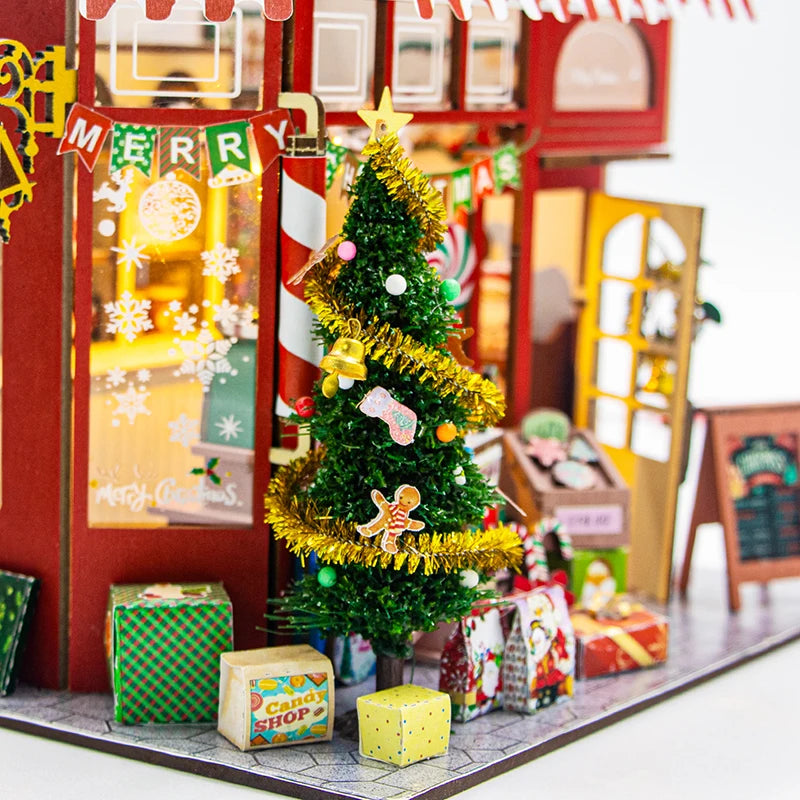 Zelfbouw miniatuur huisje – Kerst snoep cottage 3D houten bouwpakket